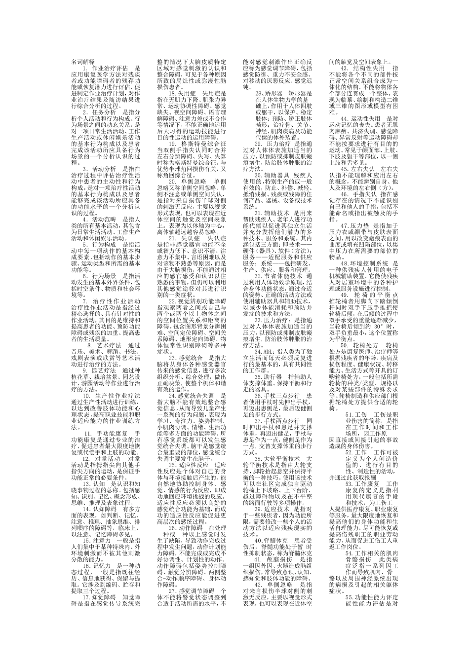 作业治疗学考试重点_第1页