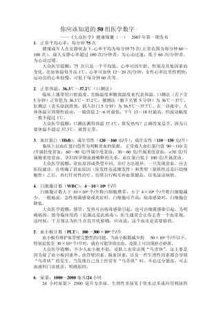 你应该知道的50组医学数字