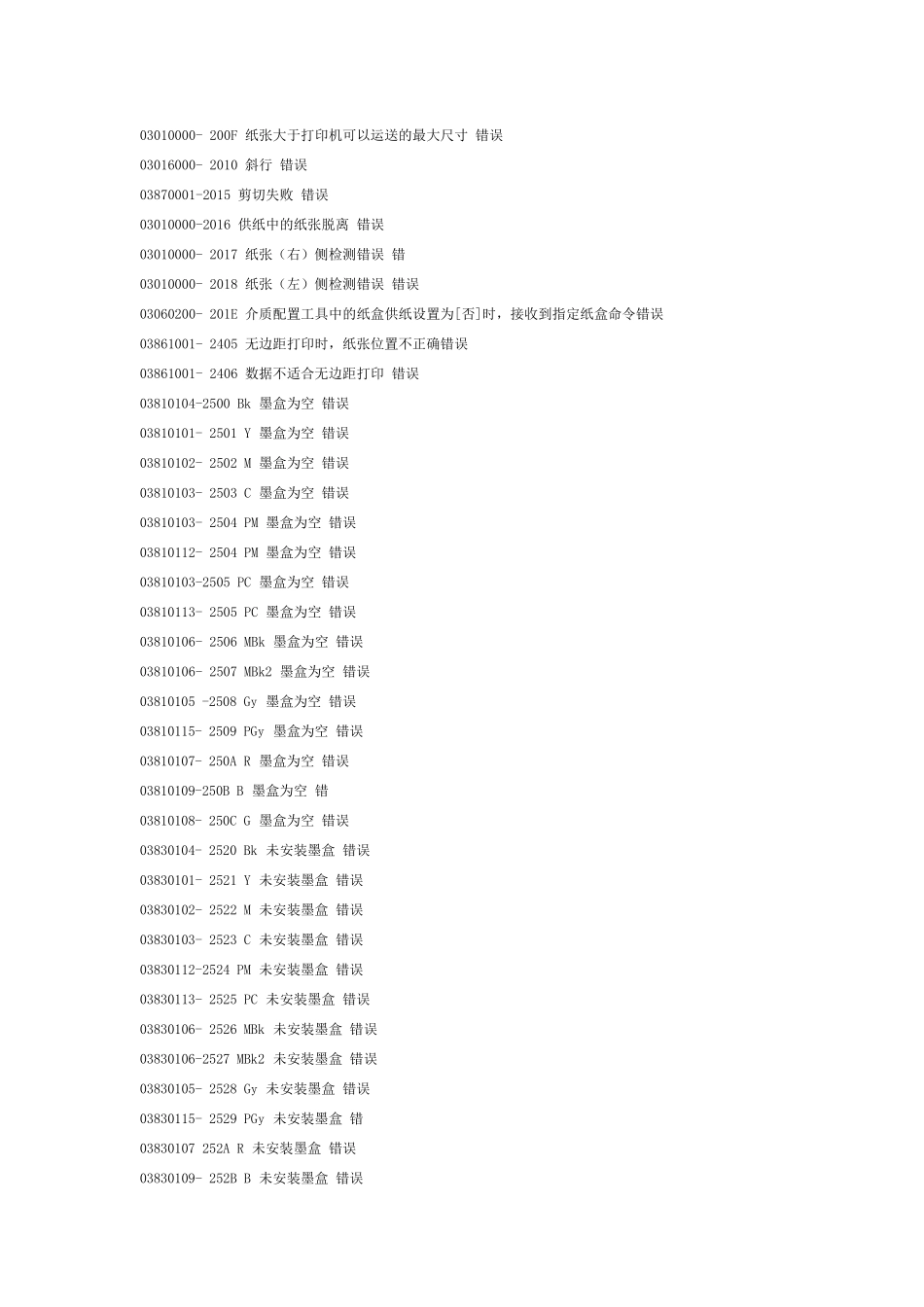 佳能IPF系列绘图仪错误代码解释_第2页