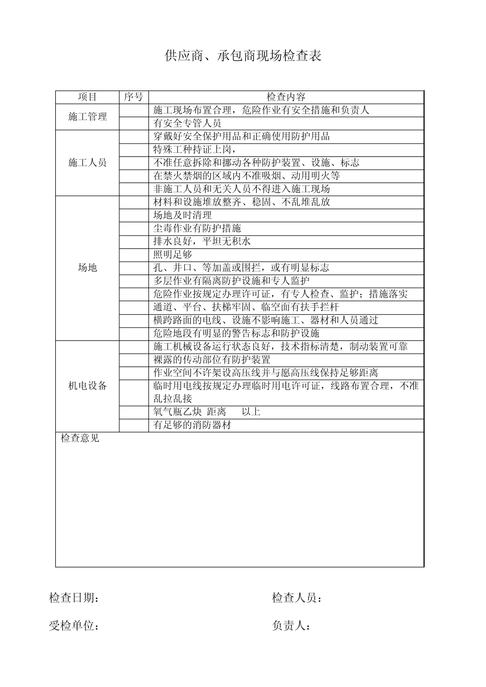 供应商、承包商现场检查记录_第2页