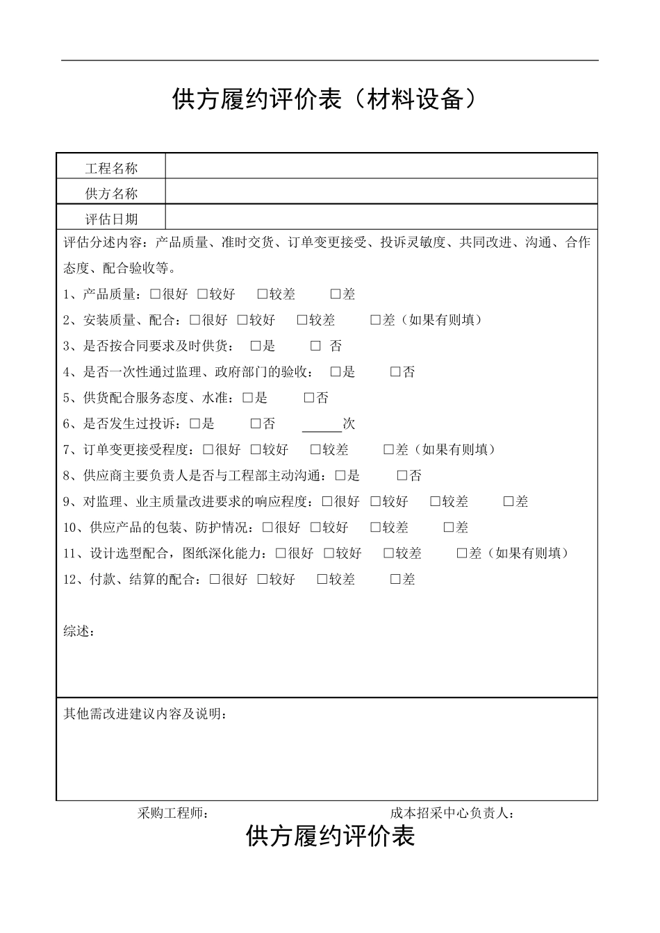 供应商供方履约评价表(参考模板)_第3页