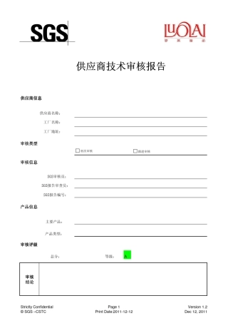 供应商审核报告模板内容