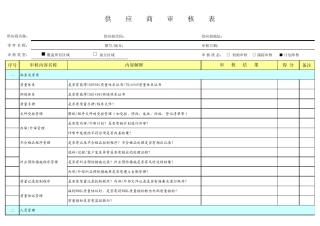 供应商审核报告表