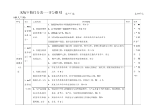 供应商现场审核打分表评分细则
