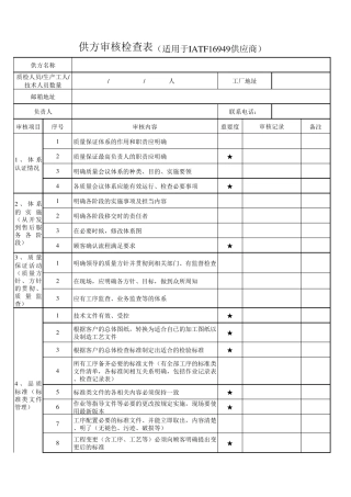供应商现场审核表16949