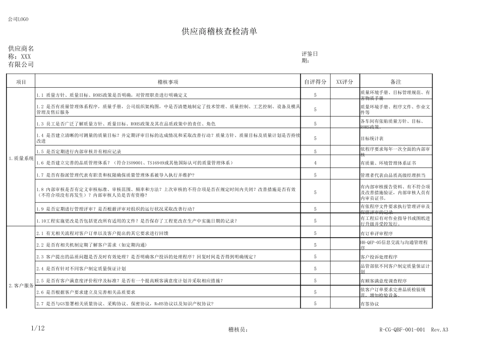 供应商稽核查检表_第1页