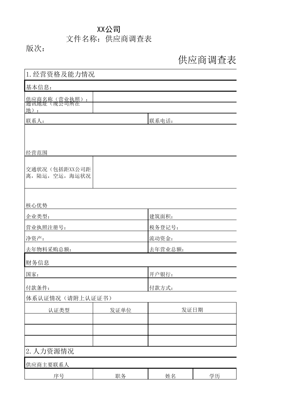 供应商调查表范本_第1页