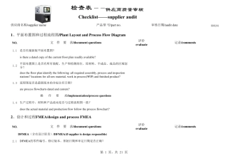 供应商质量审核检查表