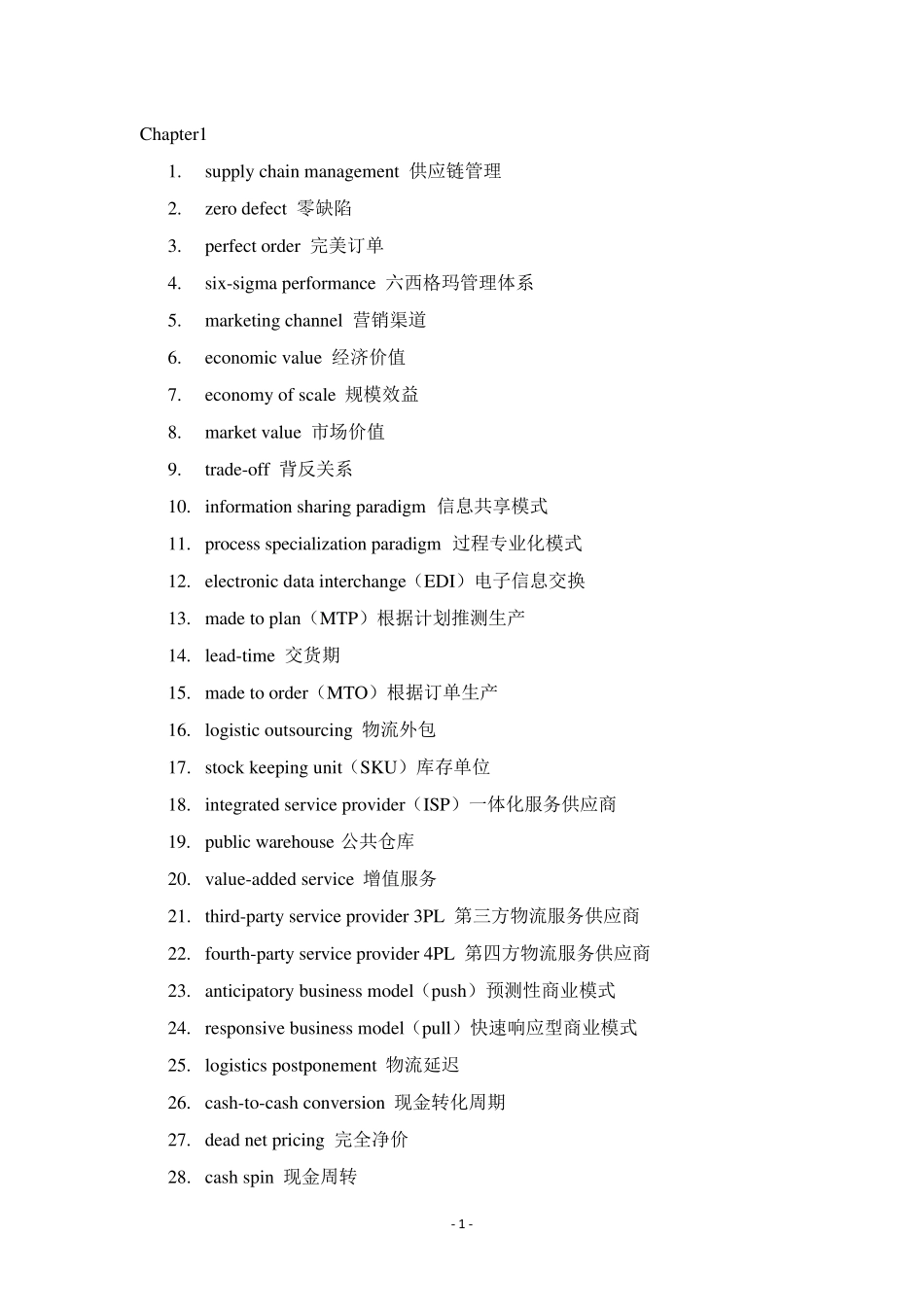供应链物流管理专业词汇整理_第1页