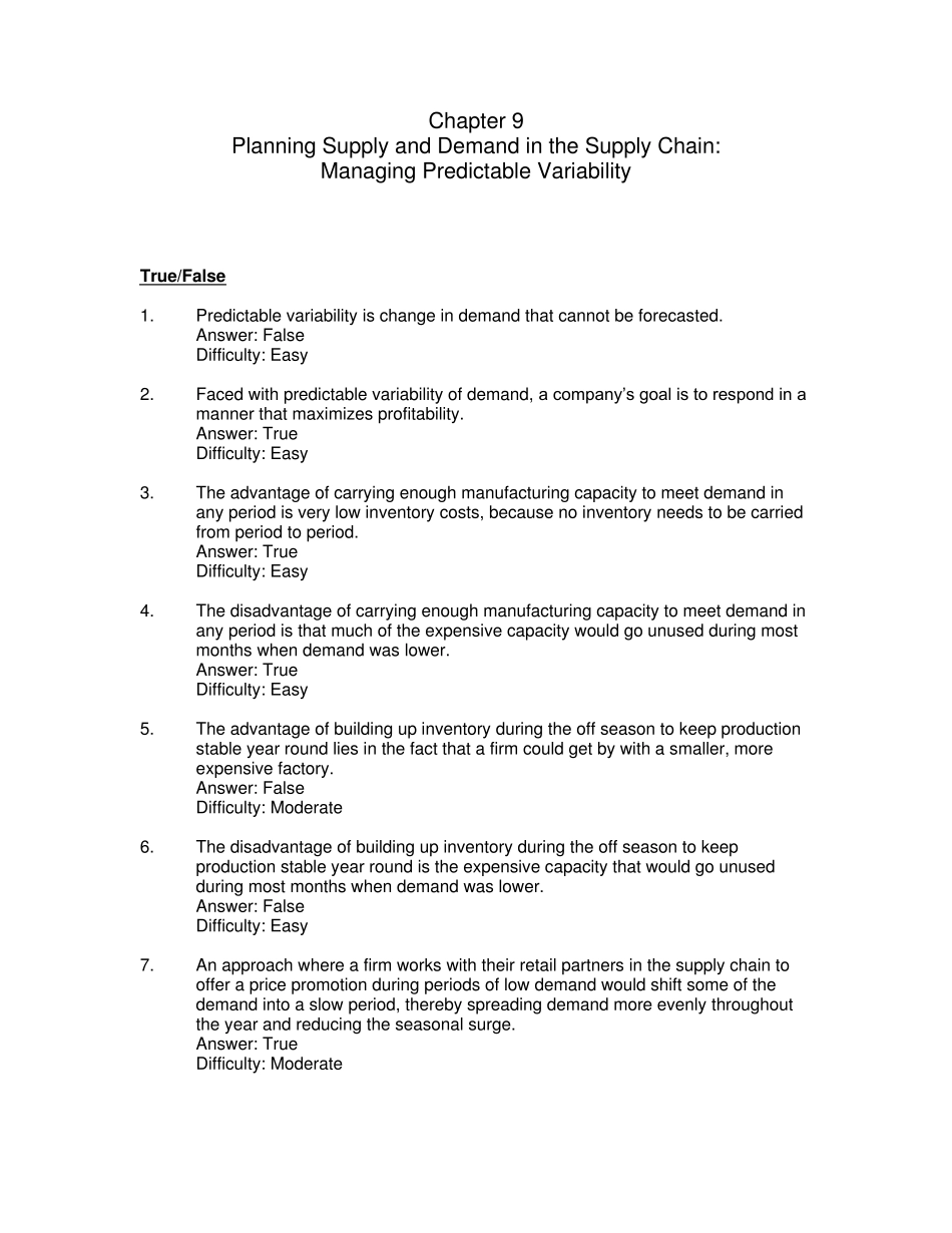 供应链管理第三版Unit9习题与答案_第1页