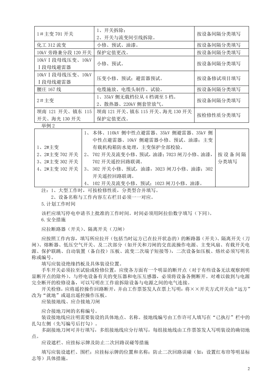 供电公司变电一、二种工作票填写规范_第2页