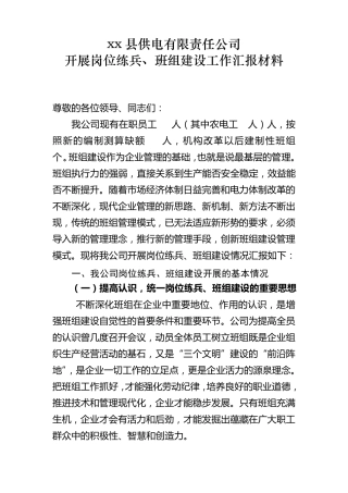供电公司班组建设汇报材料