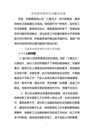 供电所存在的问题