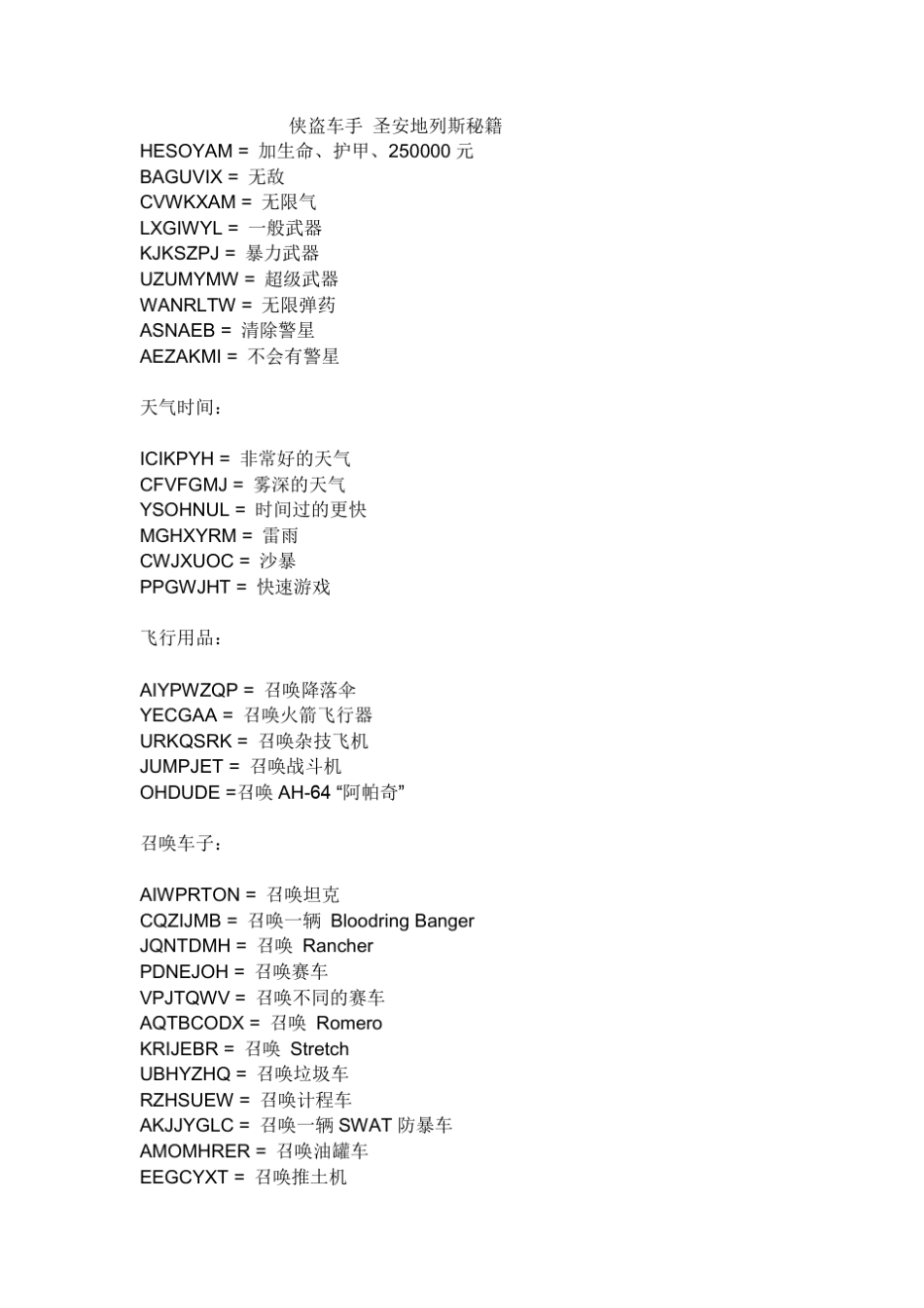 侠盗车手圣安地列斯秘籍_第1页