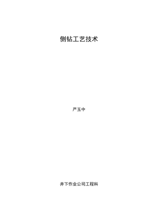 侧钻工艺技术(讲义)