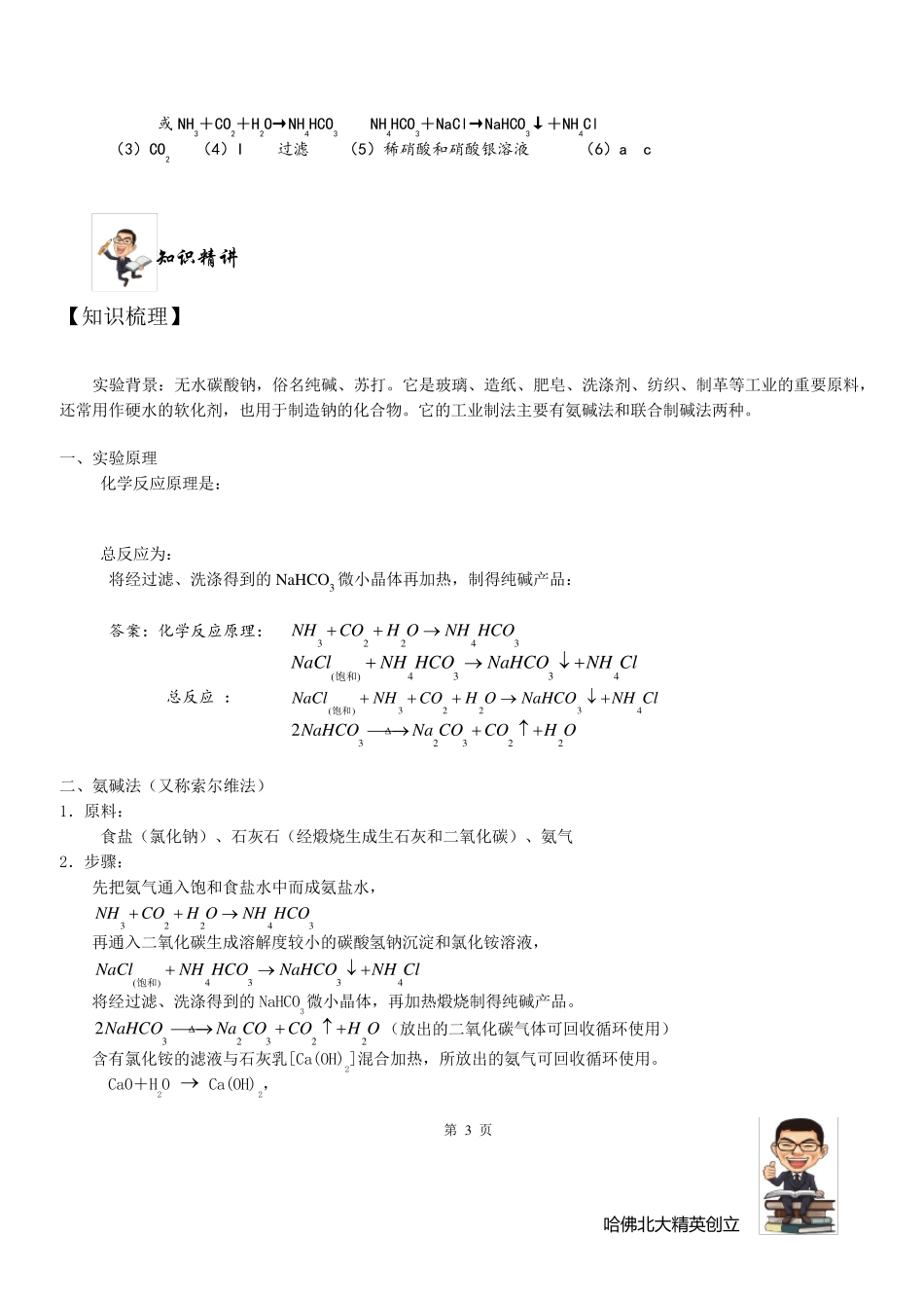 侯式制碱法原理和简单流程_第3页