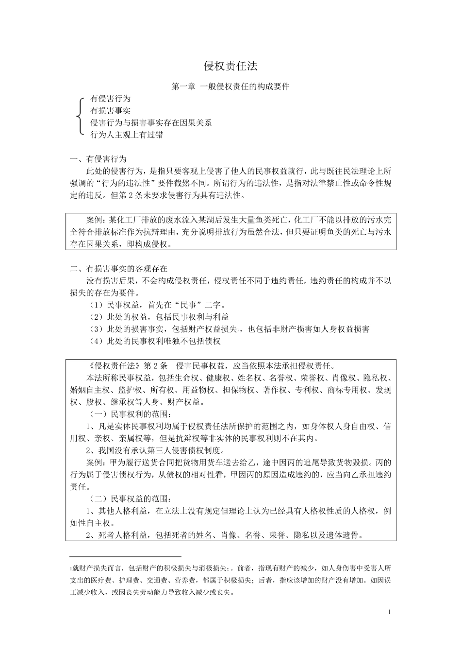 侵权责任法学习笔记_第1页