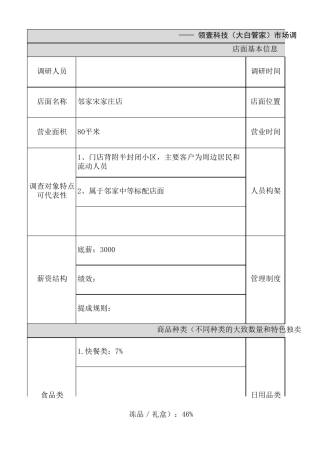 便利店调研表