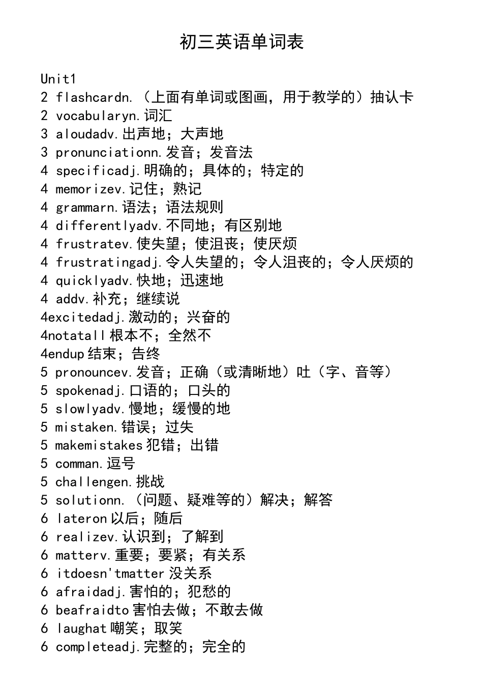 人教版初三英语单词表_第1页
