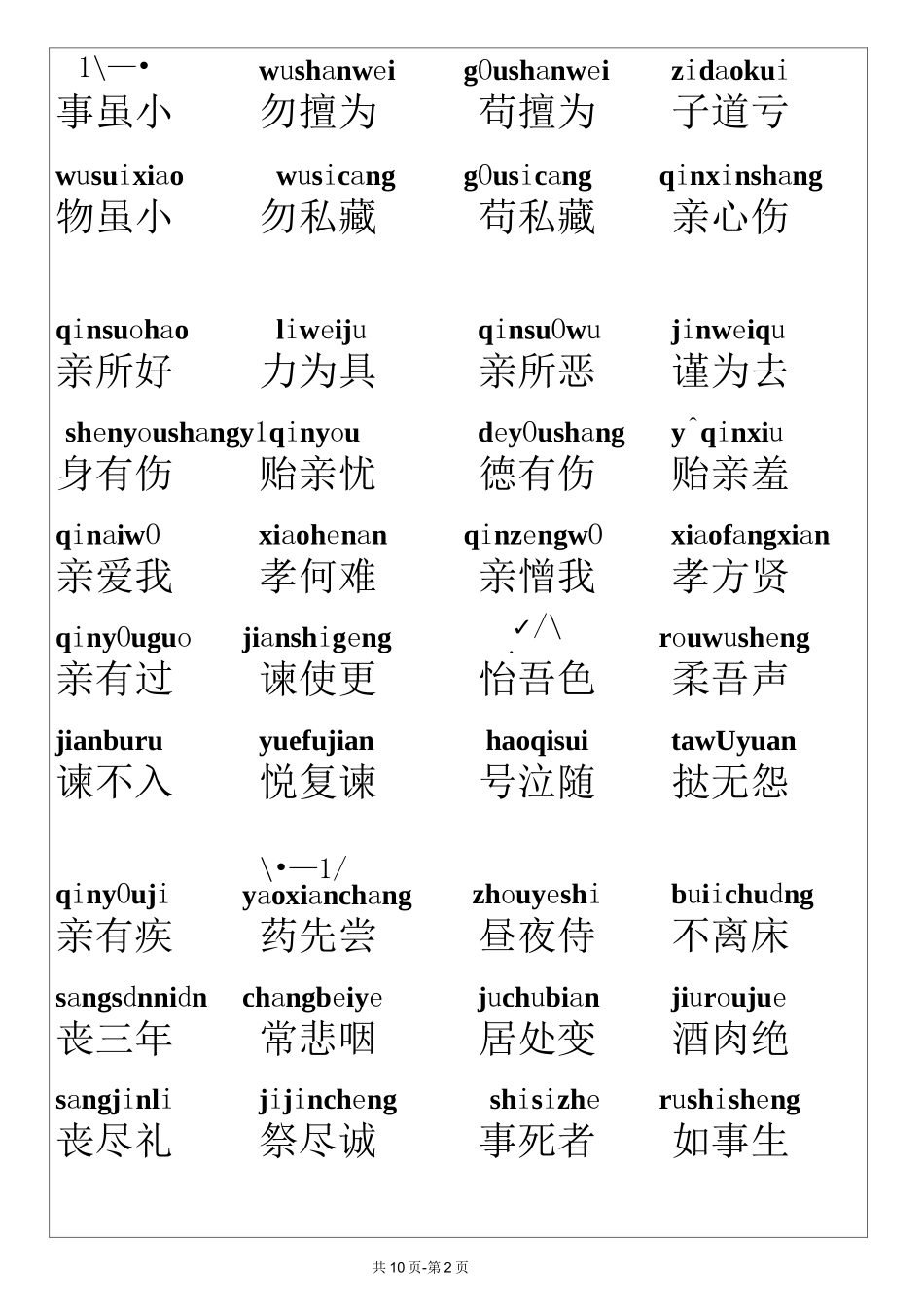 弟子规(带拼音版)_第2页