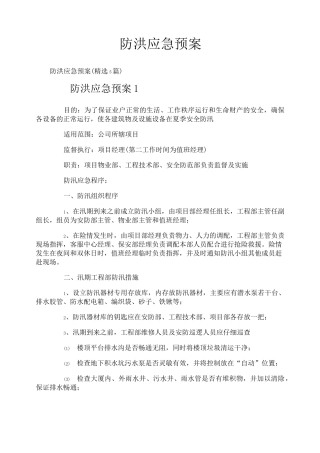 防洪应急预案