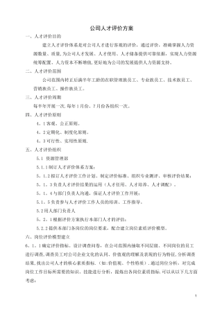 公司人才评价体系方案