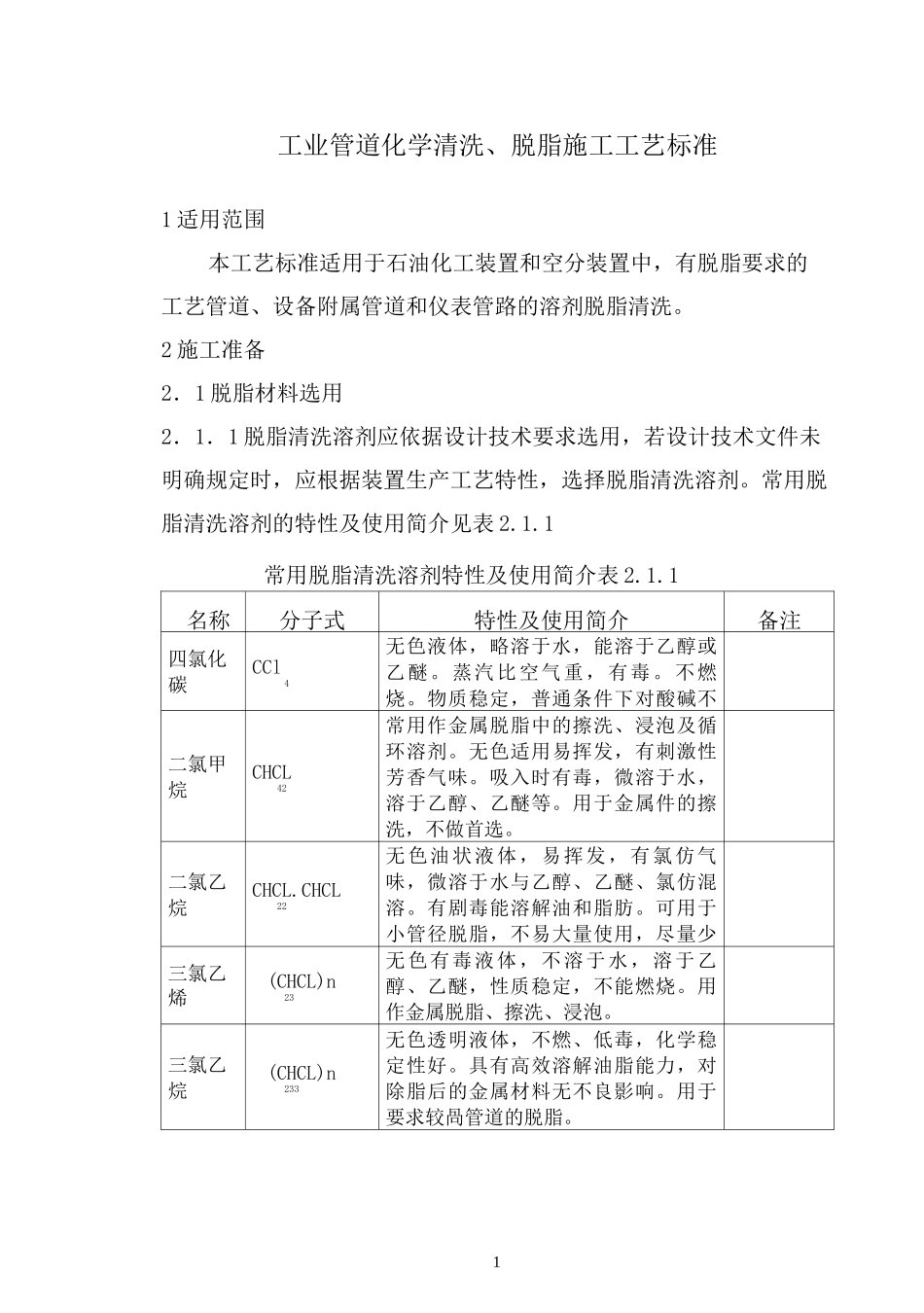 管道清洗标准_第1页