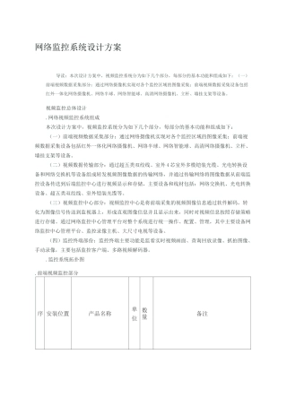 视频监控系统设计方案