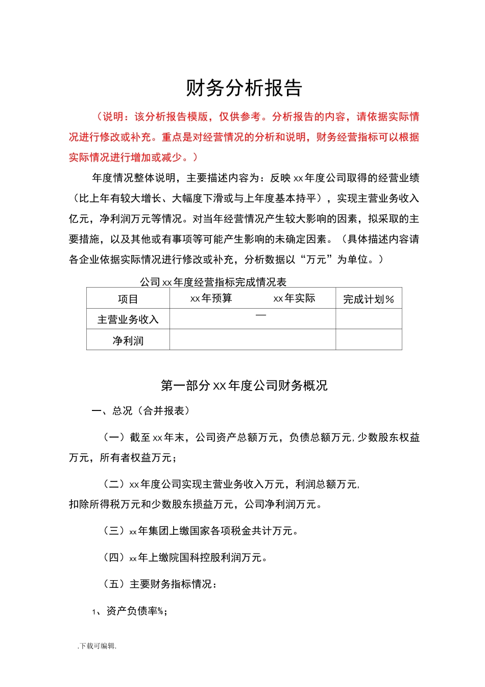 年度财务报告_模板_第1页