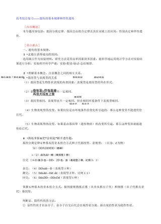 高考生物专题复习遗传的基本规律和伴性遗传