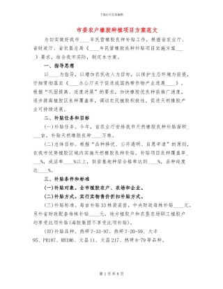 市委农户橡胶种植项目方案范文