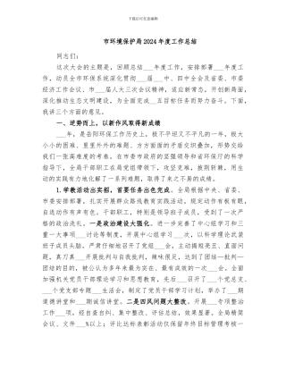 市环境保护局2024年度工作总结