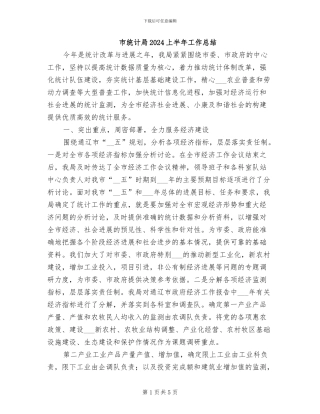 市统计局2024上半年工作总结