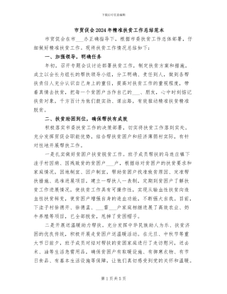 市贸促会2024年精准扶贫工作总结范本