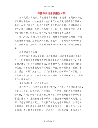 师德师风自查及整改方案