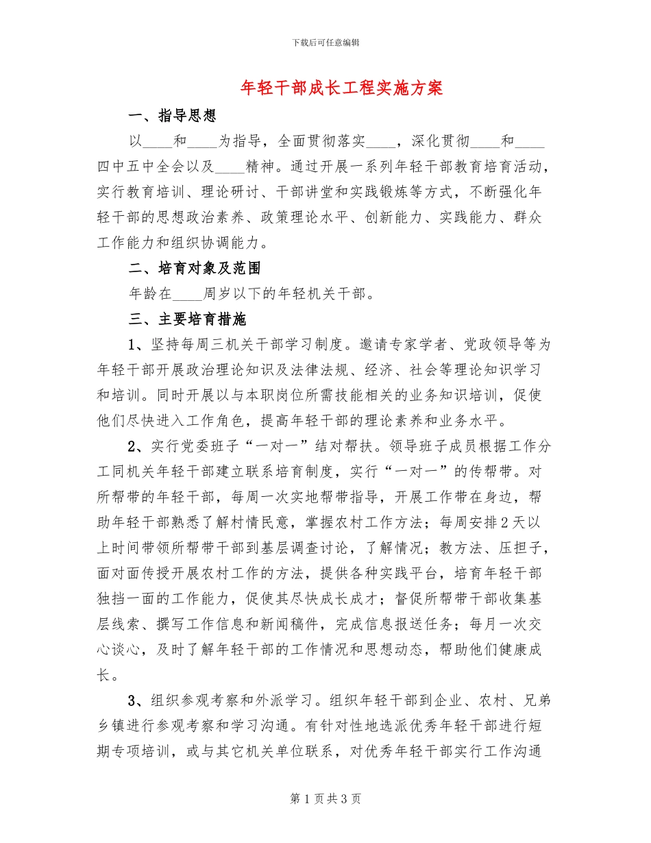 年轻干部成长工程实施方案_第1页