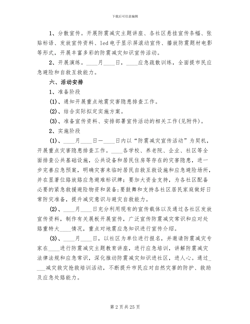 度全市防震减灾科普宣传活动方案范文_第2页
