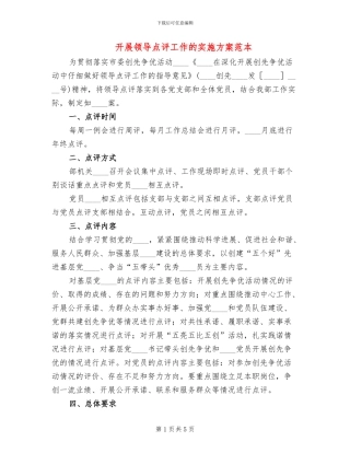 开展领导点评工作的实施方案范本