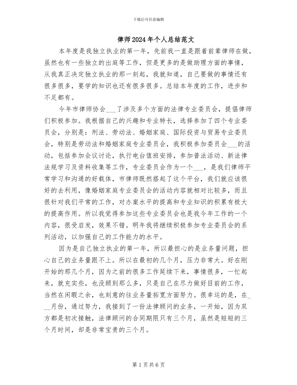 律师2024年个人总结范文_第1页