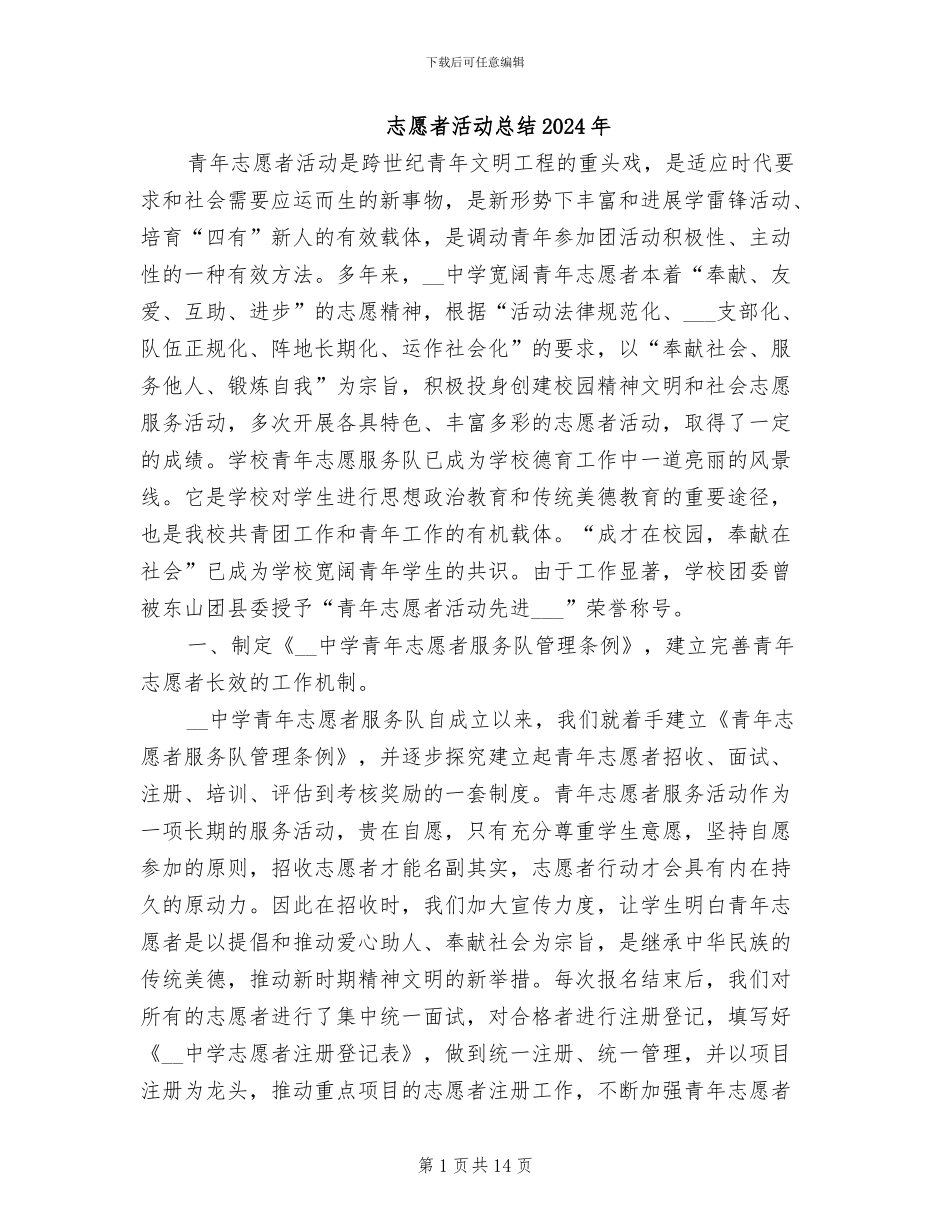 志愿者活动总结2024年_第1页