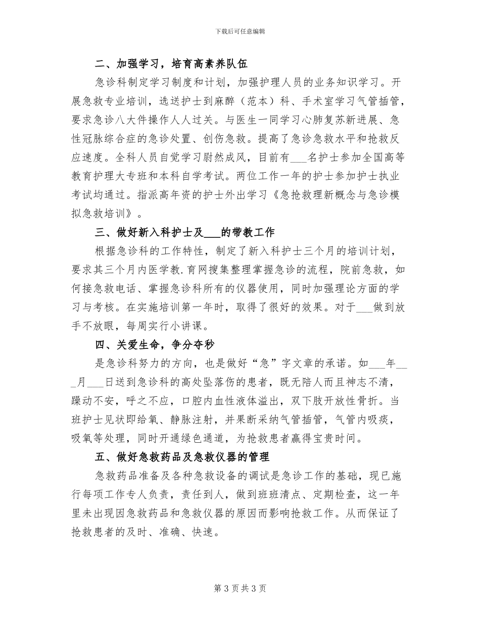 急诊科2024年护士年终总结_第3页