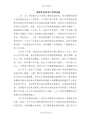 急诊科2024护士年终总结