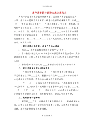 意外伤害医疗保险实施方案范文