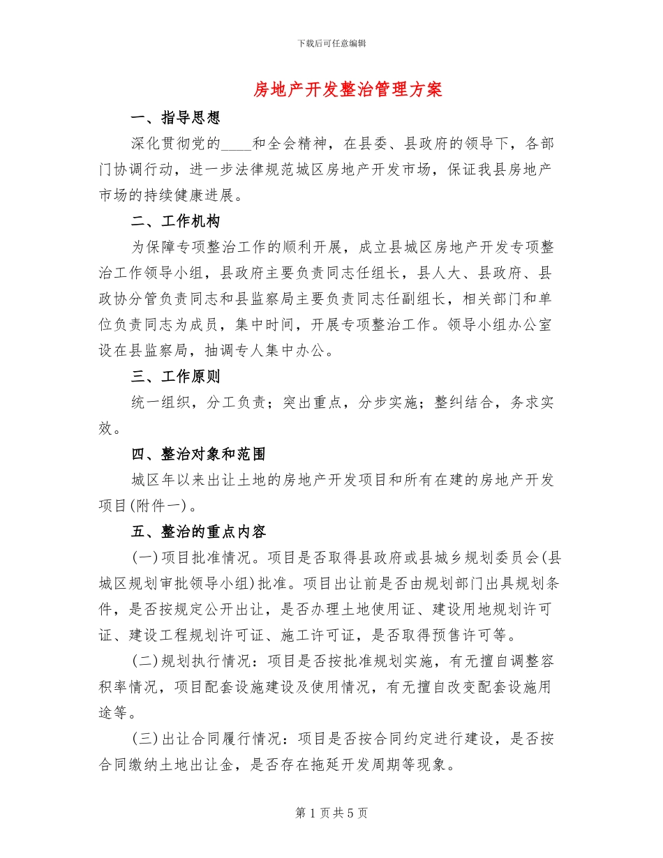 房地产开发整治管理方案_第1页