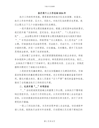 执行局个人工作总结2024年