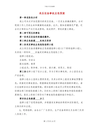 承压设备事故应急预案
