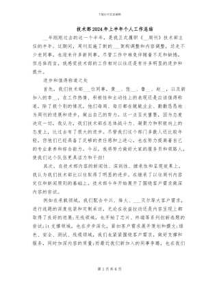 技术部2024年上半年个人工作总结