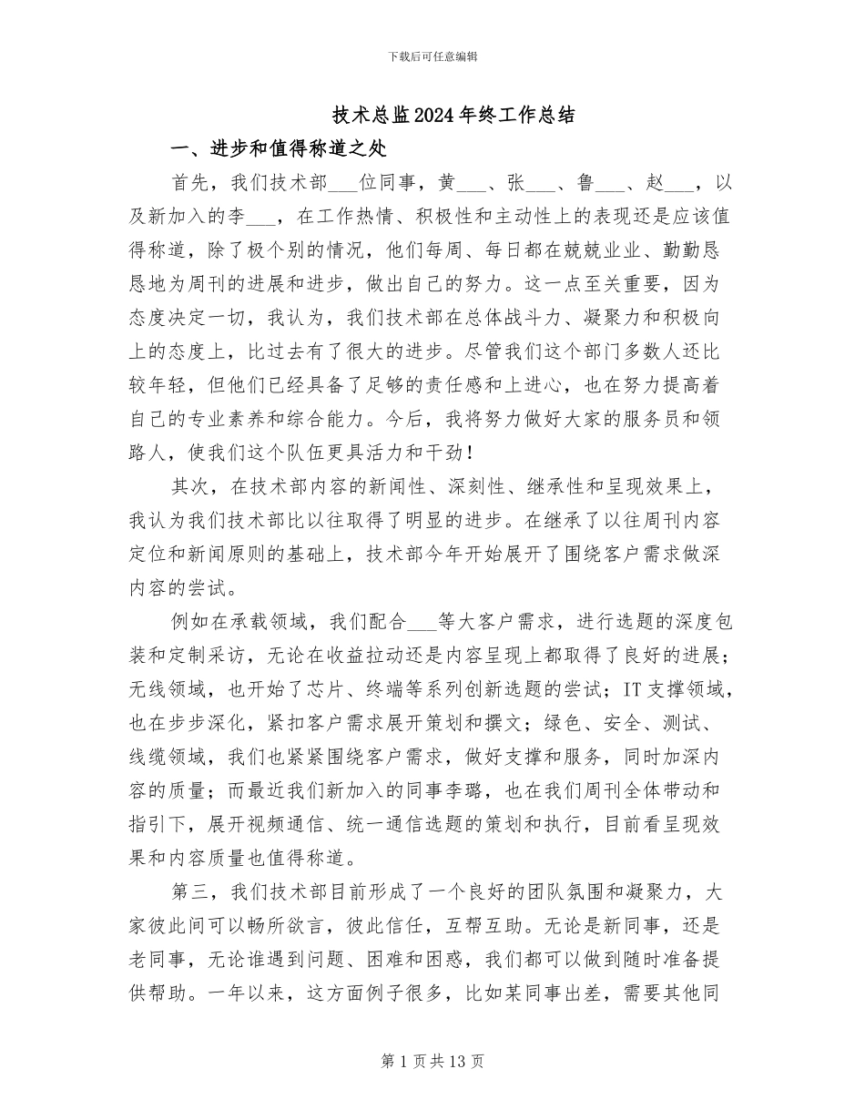 技术总监2024年终工作总结_第1页