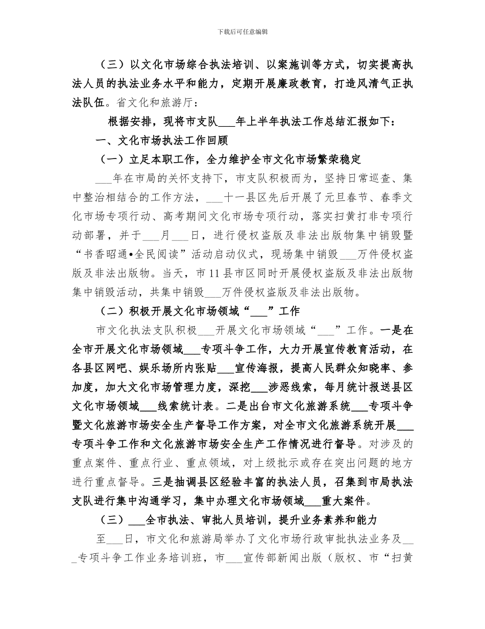 支队2024年上半年文化市场执法工作总结_第3页