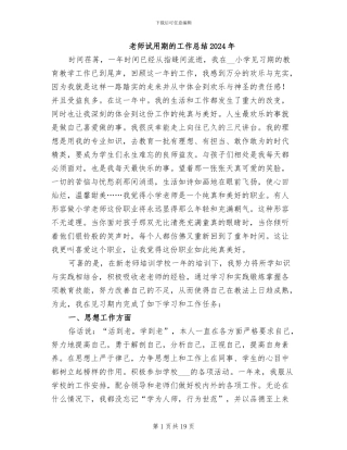 教师试用期的工作总结2024年